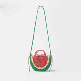 Sac à bandoulière en paille pastèque mignon, sac à bandoulière en paille fraîchement brodé, sac de plage pour vacances en bord de mer